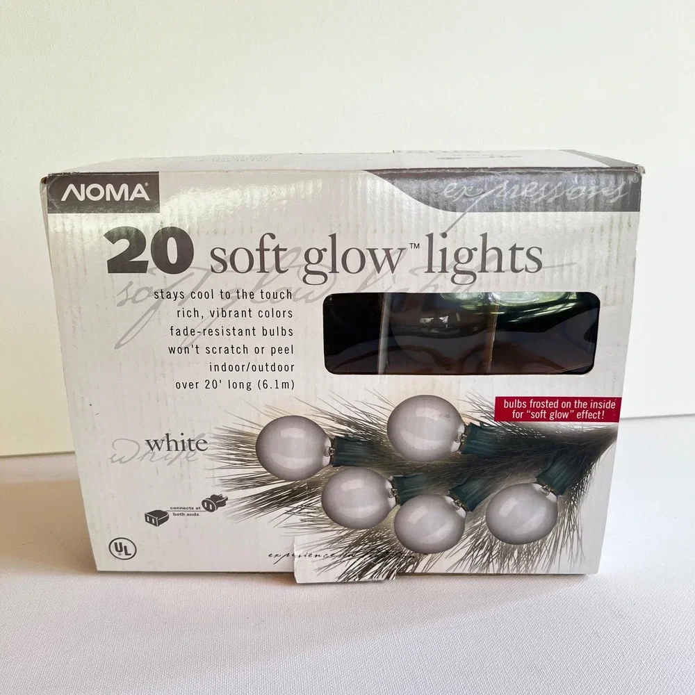 Noma Expressions 20 Soft Glow Lights White Frosted Bulbs Indoor Outdoor 20ft